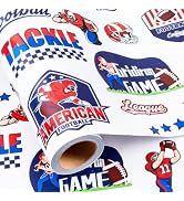 Burymento Football Wrapping Paper Roll - 17 in x 16.4 ft, Sports Gift Wrap for Boys Kids Men, Ame...