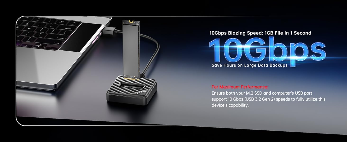 10Gbps speed M2 to USB A to C adapter for fast file transfer and backup.