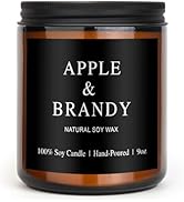 Scented Candles for Men - Apple Brandy Barrel Scent | 50Hr Burn Soy Wax in Brown Glass - Man Cave...
