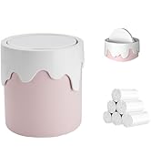 Mini Trash Can with Swing Lid with Trash Bags 180 Pcs Swing Top Tiny Countertop Garbage Bin for O...