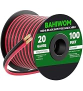 BAHIWOM 20 Gauge Wire 100FT 12V/24V DC Low Voltage Electrical Wire 2 Conductors Cable Flexible PV...
