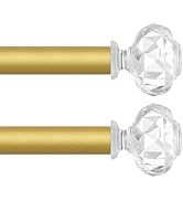TVWOO 2 Pack Gold Curtain Rods 28 to 48 Inch,1 Inch Curtain Rod Set,Heavy Duty Single Window Curt...