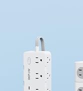 DEPOW Power Strip Surge Protector with 5FT Braided Flat Extension Cord, Wall Mount Charging Stati...