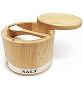ThougrLyh Salt Box Bamboo Salt Container with Swivel Lid with Magnetic to Easily Open and Seal Sa...