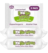 Boogie Wipes Saline Nose Wipes - 90 Count - Unscented, Hypoallergenic & Alcohol-Free - Allergy Re...