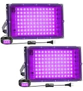 Mega-L 2 Pack 100W LED Black Lights for Glow Party, Neon Party UV Blacklight Floodlight Black Lig...