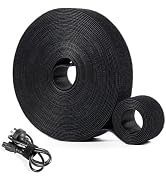 OneLeaf Hook and Loop Roll Reusable Fastening Cable Ties, 33ft x 1inch Black Heavy Duty Cord Orga...