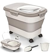 Rice Storage Container, 20Lbs Airtight Flour Container Rice Dispenser, Large Pet Dog Cat Food Sto...