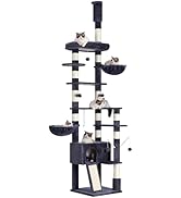 Hey-brother Cat Tree, 98.4-110.2 Inches Floor to Ceiling Cat Tree-Adjustable Height, Tall Cat Cli...