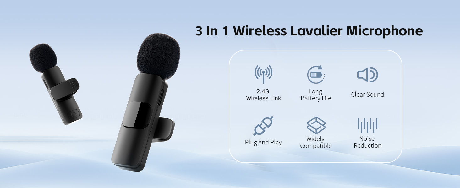 3 in1 wireless lavalier microphone