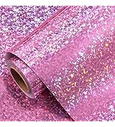 LeZakaa Pink Holographic Wrapping Paper, Metallic Holographic Mosaic Print for Mother's Day, Grad...