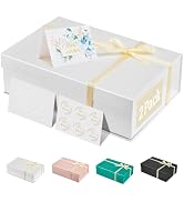 MESHA 13.5x9x4'' 2PC White Durable Magnetic Gift Boxes with Ribbons for Bridesmaid Proposal Weddi...