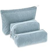Huhumy 3 Pcs Makeup Bag Corduroy Cosmetic Bag Aesthetic Cute Preppy Makeup Bags for Women Smile S...