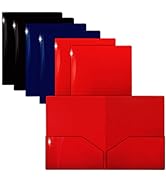 Extra Heavyweight Assorted Colors Plastic 2 Pocket Portfolio Folders, 12 Pack, Premium Letter Siz...