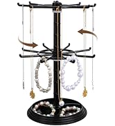 HOMSFOU 2 Tier Rotating Jewelry Stand: Jewelry Organizer Holder for Necklace & Bracelet & Earring...