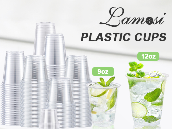 Lamosi Plastic Cups Disposable Coffee Cups Hot/Cold Beverage Drinking Cups