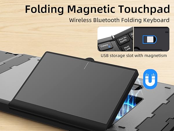 Portable folding keyboard with touchpad