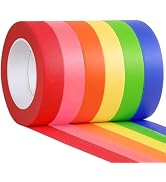 Colored Masking Tape - 6 Large Rolls - 60yds x 1 Inch of Each Colorful Craft Tape, Vibrant Rainbo...