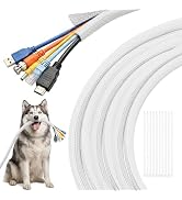 Delamu 30ft - 1/2 inch Cable Sleeve Cord Protector from Pets No Chew, Split-Braided PVC Wire Loom...