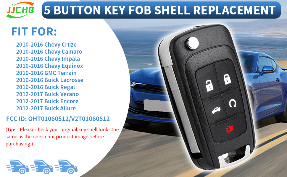 5 Button Key Fob Shell Replacement for Chevy