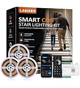 LANXEE Motion Sensor Stair Lights, 16-Step Indoor Stair Lighting Kit | APP+Remote+Motion Sensor C...