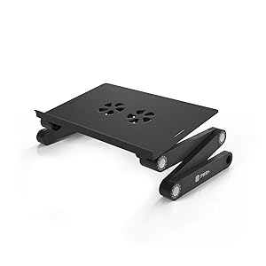 laptop table desk stand mount folding legs with cooling fan portable viewing adjustable height riser