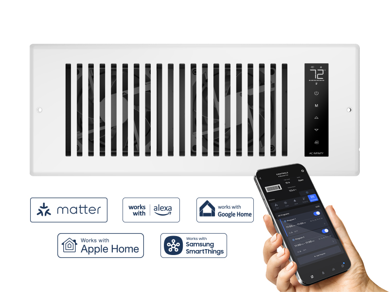 Register Booster Fan Improves Heating Cooling 10-Speed Control Bluetooth App Control