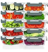 VERONES 10 Pack 22 OZ Glass Meal Prep Containers, Airtight Glass Lunch Containers Set, Glass Food...