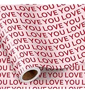 RUSPEPA Valentine's Day Wrapping Paper Roll, Mini Roll, Red Love You Lettering Design, Pink Gift ...