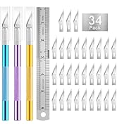 3PCS Craft Knife Hobby Knife Includes 30PCS Spare Exacto Knife Blades #11 and A Ruler, HEADLEY TO...