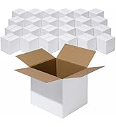 4x4x4" White Shipping Boxes, 25-Pack Small Corrugated Mailer Boxes for Small Business, 4x4x4 Inch...