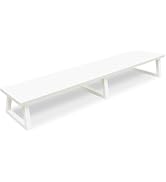 TEAMIX White Dual Monitor Riser for 2 Monitors-42inch, Wood Desktop Dual Stand with Metal Legs, L...