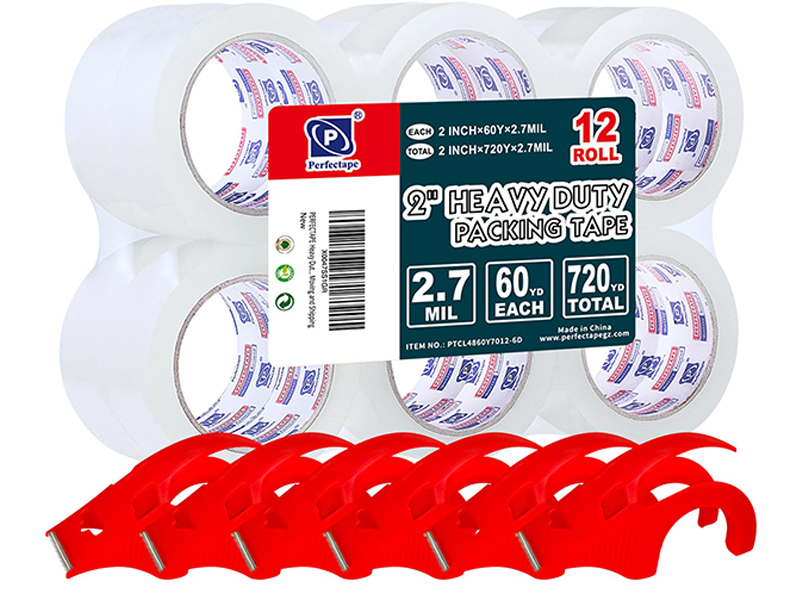 PERFECTAPE Heavy Duty Packing Tape 12 Rolls with 6 Dispensers