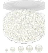 1600PCS FIVEIZERO Pearl Beads for Crafts, 6mm White Craft Pearls, Glossy Loose Pearls with Holes ...