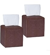 Avolander Tissue Box Cover 2-Pack, Square Tissue Holder with Bottom Belt, Modern Tissue Case Faci...