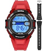 SOCICO Kids Digital Watch for Boys Girls, 2 Interchangeable Silicone Straps, 50M Waterproof & Sho...