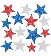 JarThenaAMCS 15 Pcs Patriotic Refrigerator Magnets Star Magnetic Stickers Red Blue Silver 4th of ...