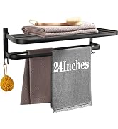Vanloory Towel Rack for Bathroom, Bath Towel Holder with Double Towel Bar and Foldable Towel Shel...