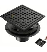 Ceruleanix 6 Inch Square Shower Drain, High Flow Quadrato Grate, SUS304 Stainless Steel with Odor...