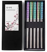 Hagary Cherry Blossom Rainbow Chopsticks Metal Chopsticks Reusable Designed In Korea Japanese Sty...