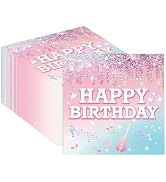 50PCS Happy Birthday Paper Napkins 13 x 13 Inches Luncheon Napkins Cocktail Napkins Disposable Pi...