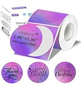Joatuxul 2" Circle Holographic Thermal Label Stickers Purple, Round Printable Rainbow Glitter The...