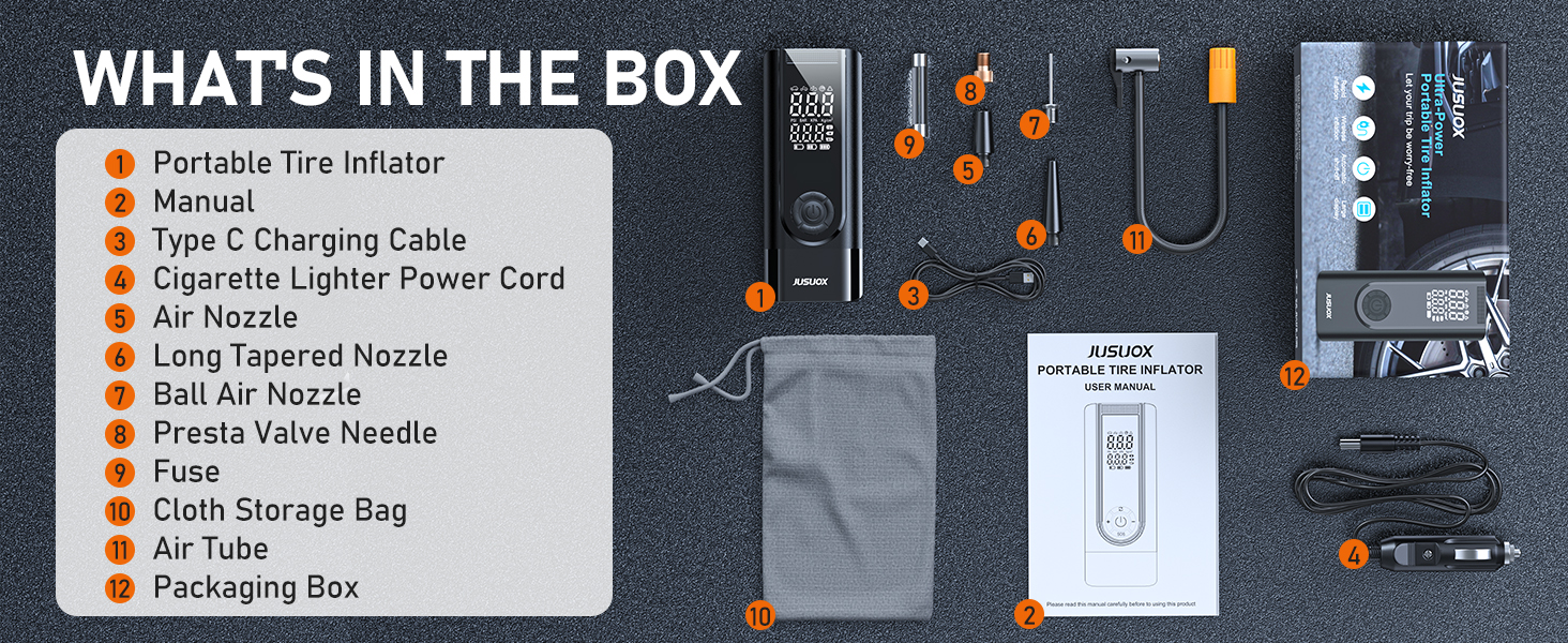 JUSUOX Tire Inflator Portable Air Compressor
