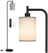 Ziisee 64" Floor Lamp for Living Room with Remote Control, Grey Shade with Black Pole, Dimmable T...
