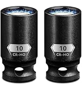 Upenjok 2PCS 1/4" Drive 10mm Magnetic Impact Socket Set, Shallow, CR-MO Steel, 6-Point