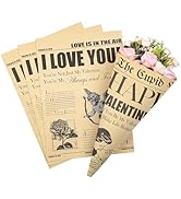 RUSPEPA 10 Sheets Kraft Newspaper Valentine's Day Flower Wrapping Paper, Vintage Romantic Black C...