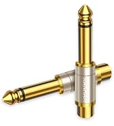 XANHAM RCA Female to 1/4 Inch 6.35mm TS Male Mono Plug Adapter Solid Copper Gold-Plated Connector...