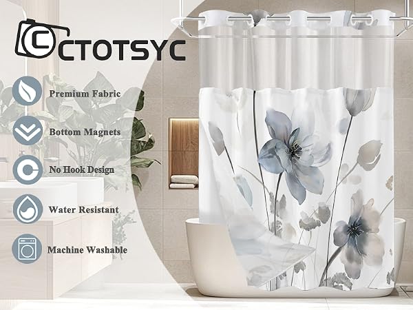 flower shower curtais for bathroom