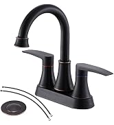 VALISY Lead-Free 2-Handle Oil Rubbed Bronze Bathroom Sink Faucet, 360° Swivel High-Arc Spout 4 In...