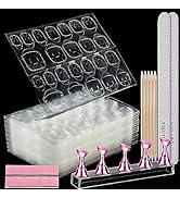 Teenitor 20 Sheet Nail Adhesive Tabs with Nail Stand for Press ons, Double Sided Press on Nail Ta...